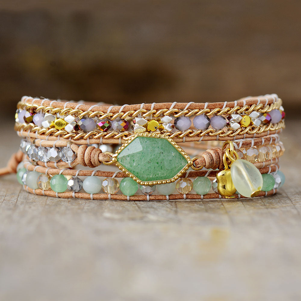 Jade Leather Wrap Bracelet