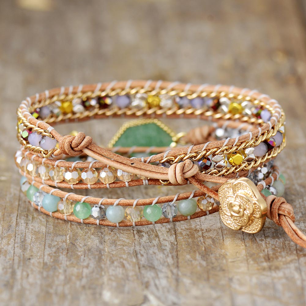 Jade Leather Wrap Bracelet