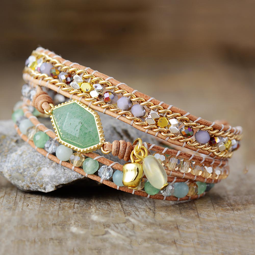 Jade Leather Wrap Bracelet