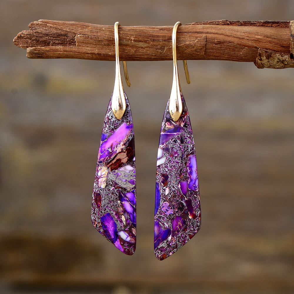 Antique Purple Jasper Hook Earring