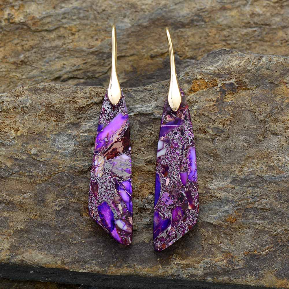 Antique Purple Jasper Hook Earring