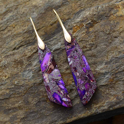 Antique Purple Jasper Hook Earring