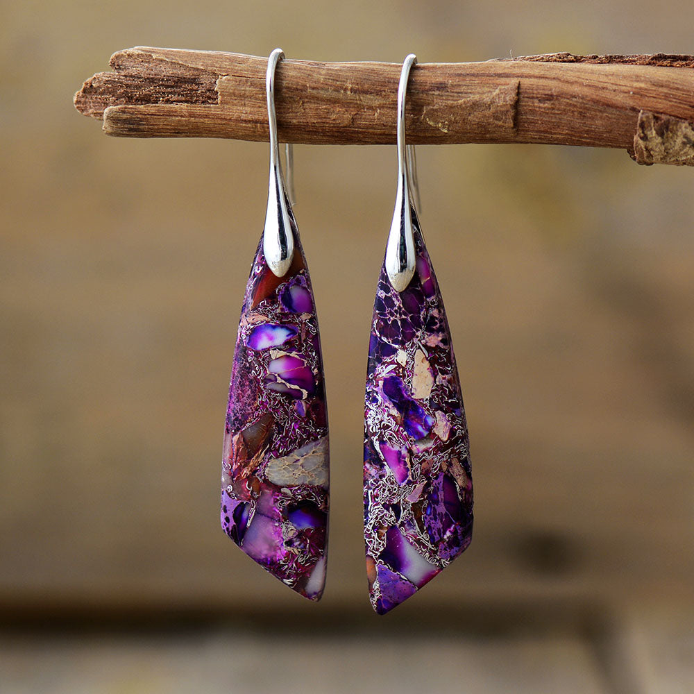 Antique Purple Jasper Hook Earring