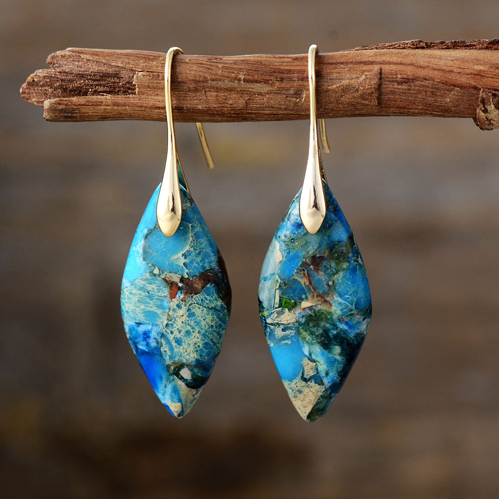 Blue Leaves Jasper Earring