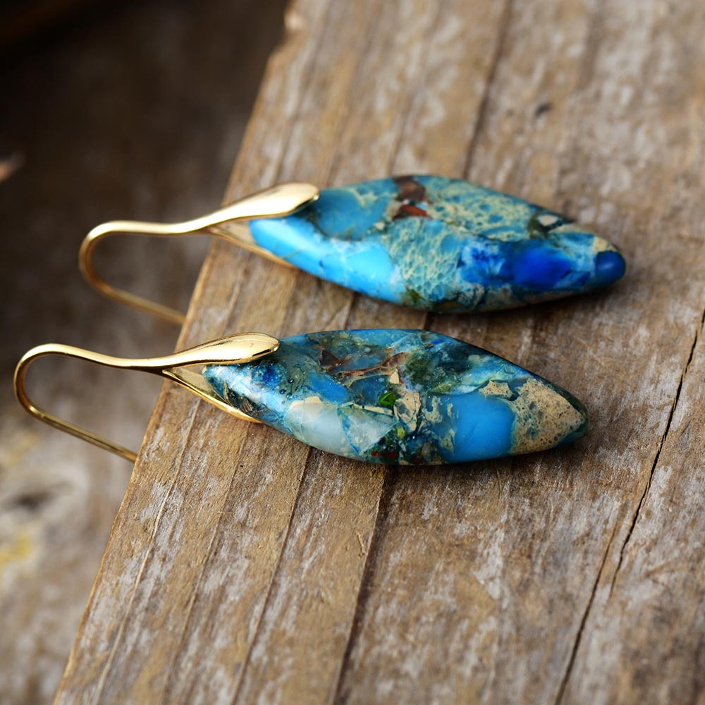 Blue Leaves Jasper Earring