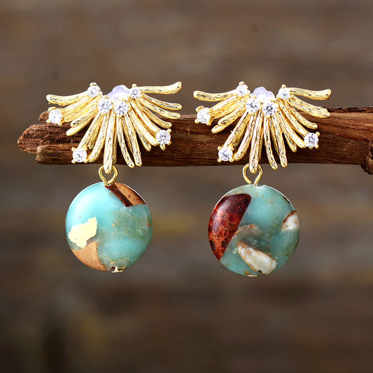 Jasper Gold Stud Earring