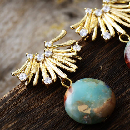 Jasper Gold Stud Earring