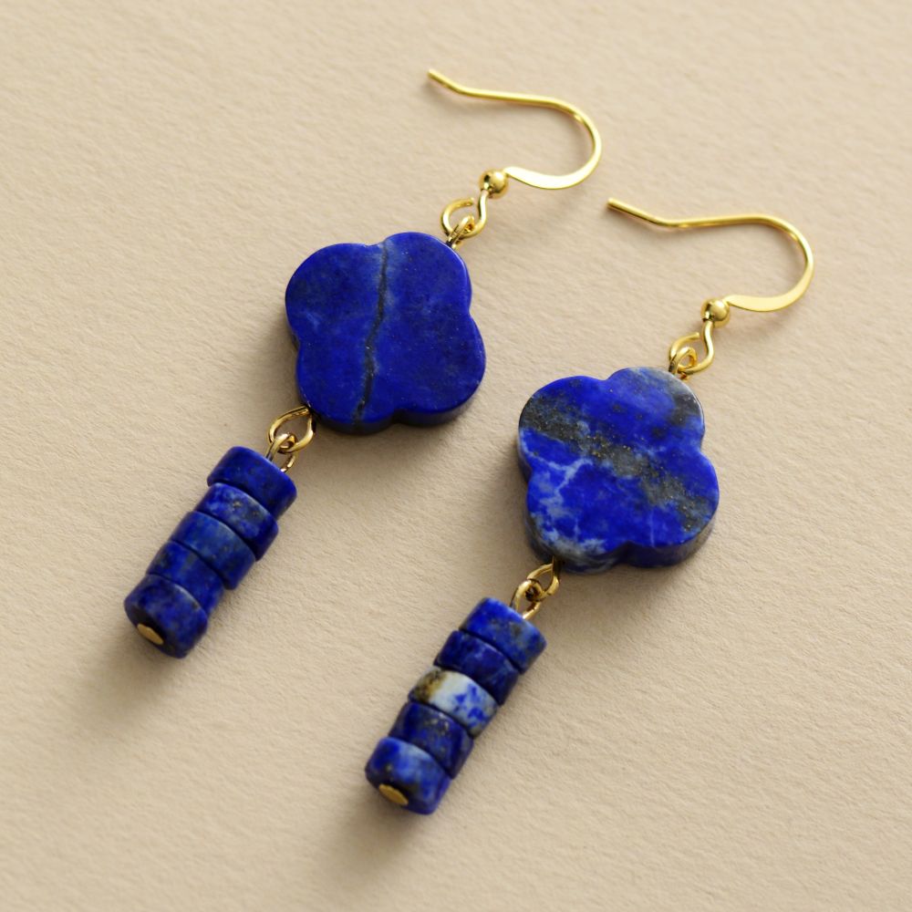 Clover Lapis Lazuli Earring