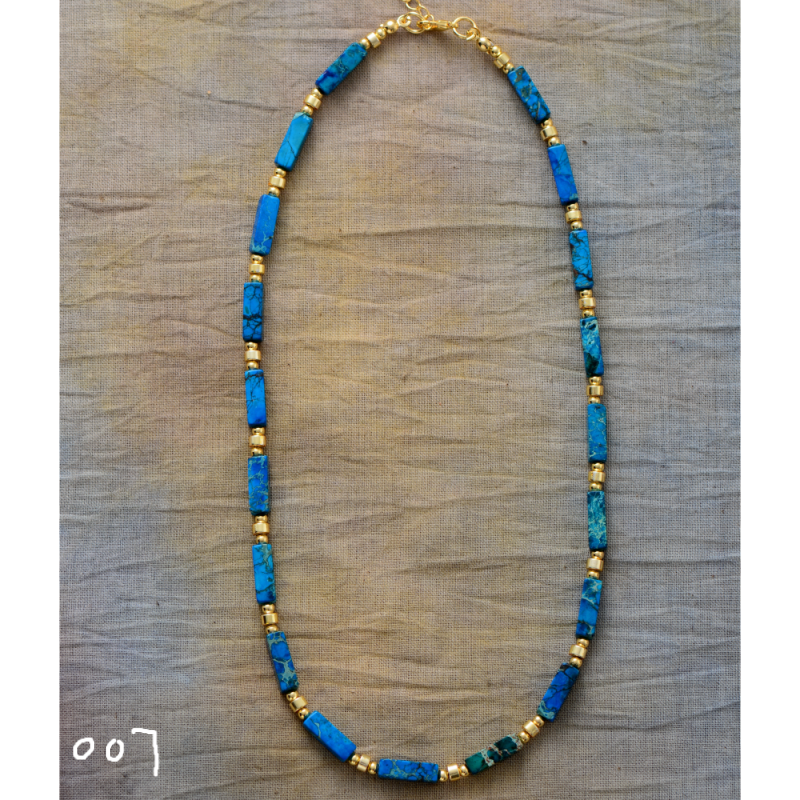 Musegem | blue beads Lobster clasp adjustable choker