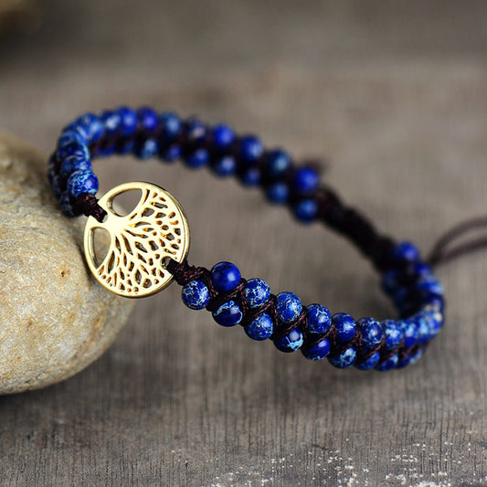 gold plated tree of life beaded bracelet