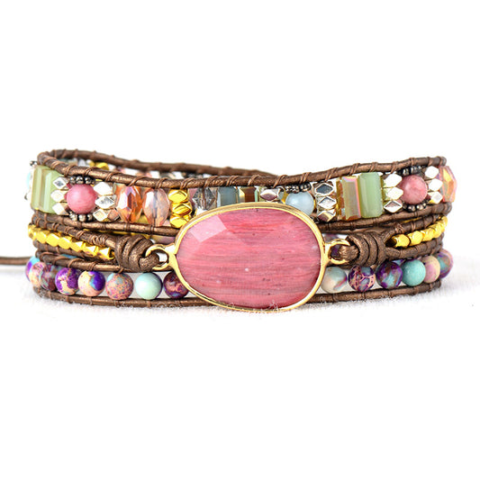 Rhodonite Triple Wrap Bracelet