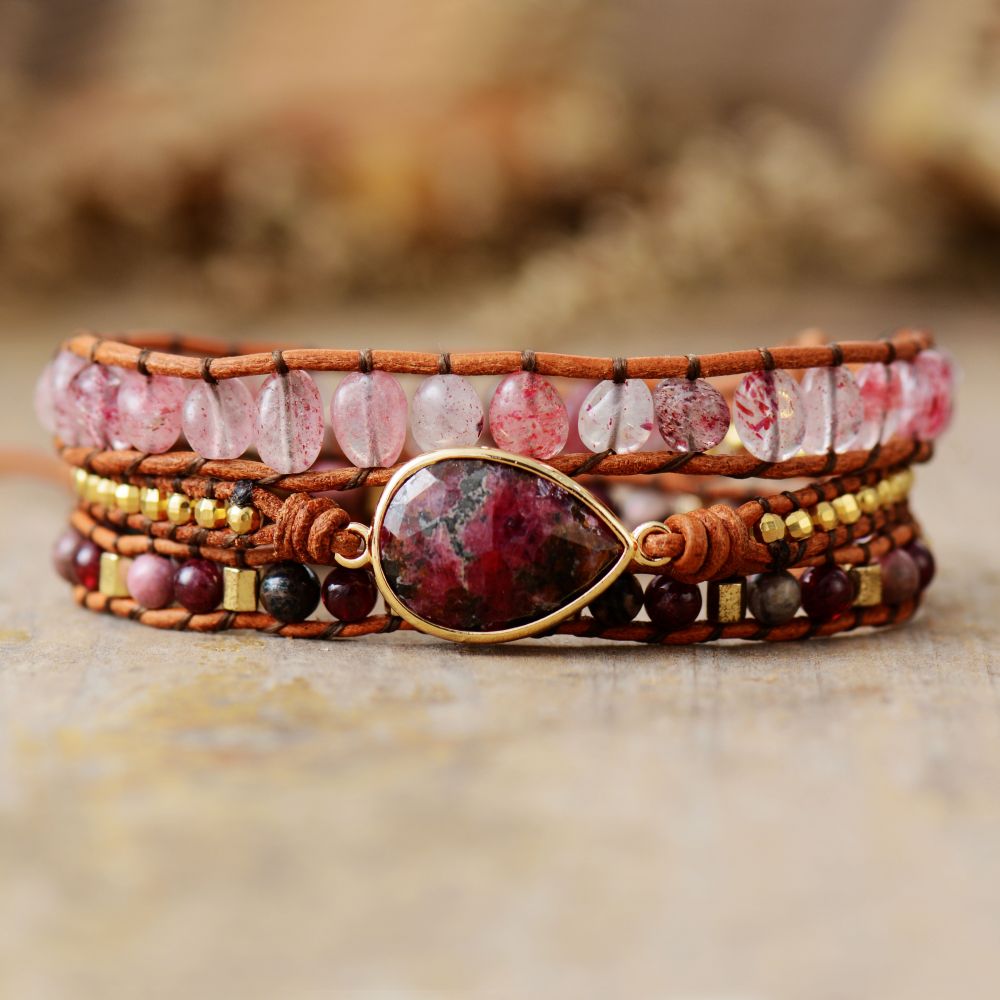 Rose Teardrop Wrap Bracelet