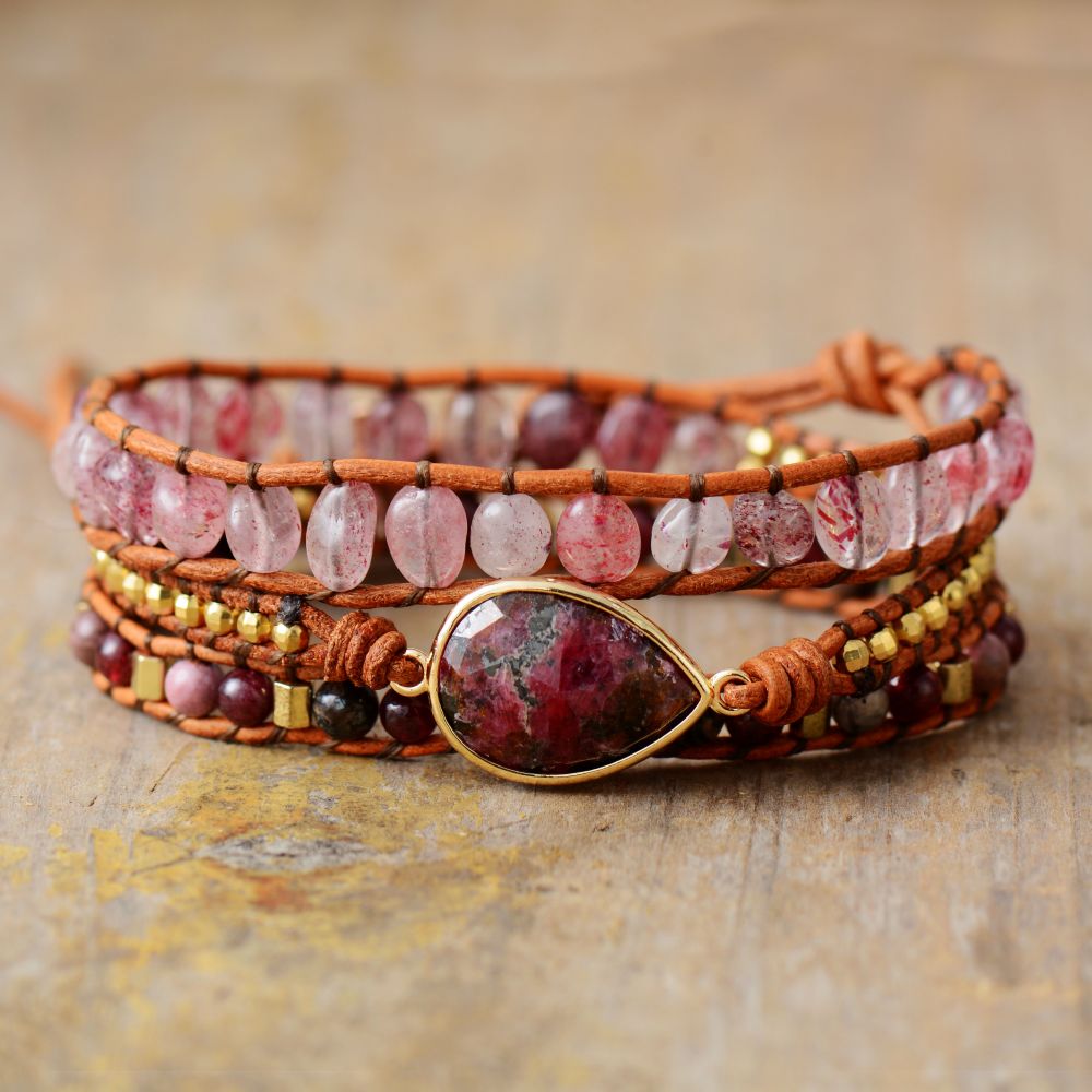 Rose Teardrop Wrap Bracelet