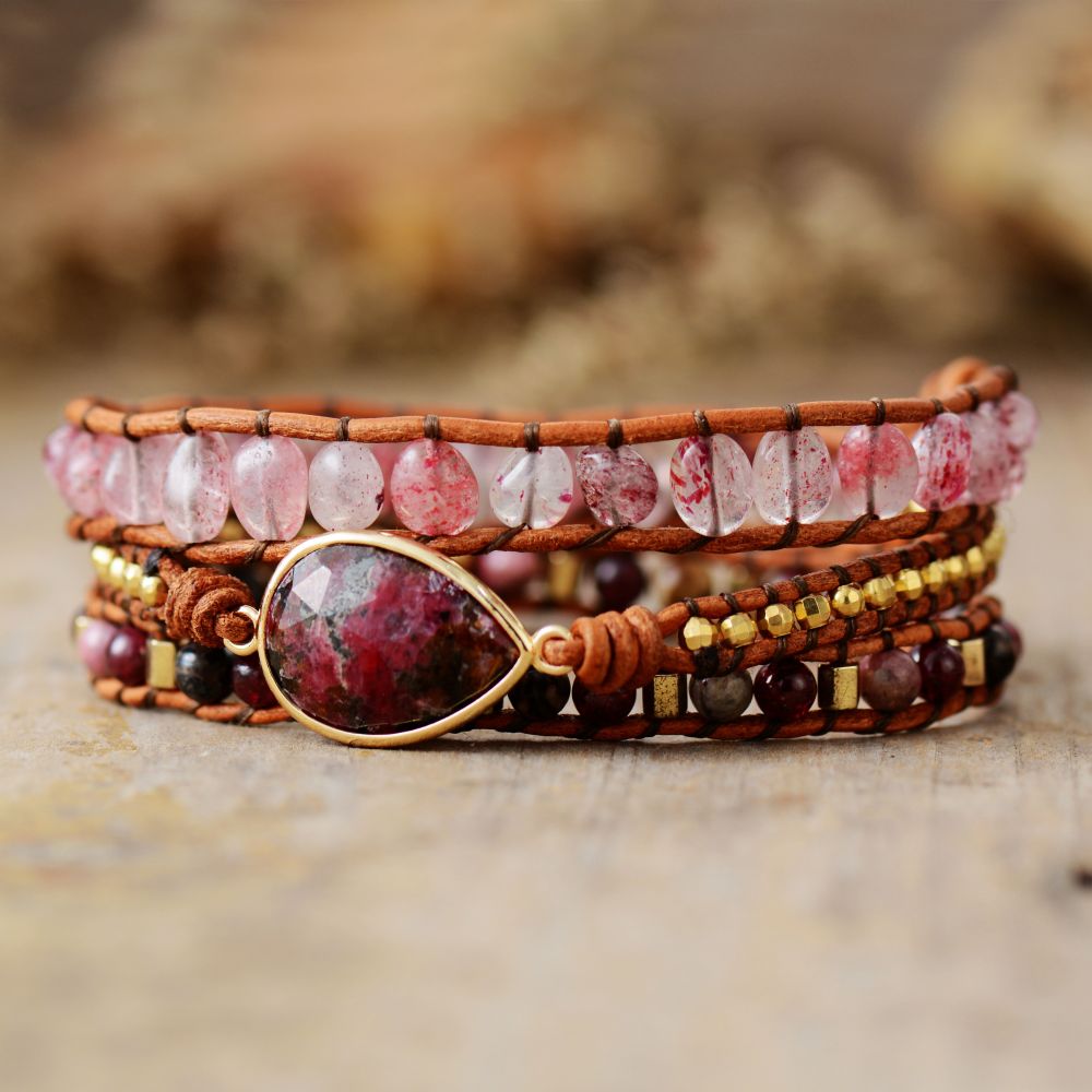 Rose Teardrop Wrap Bracelet