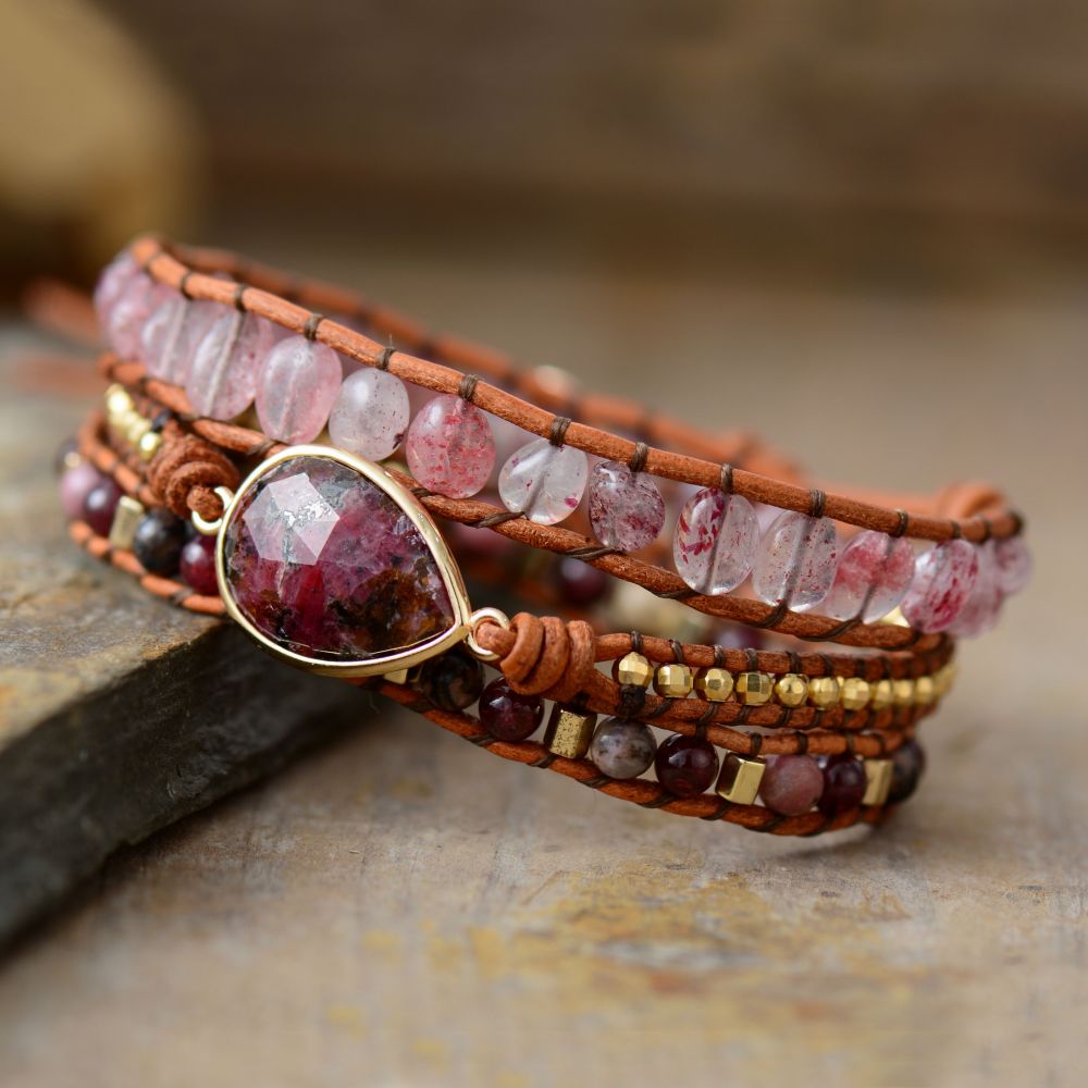 Rose Teardrop Wrap Bracelet