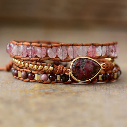 Rose Teardrop Wrap Bracelet