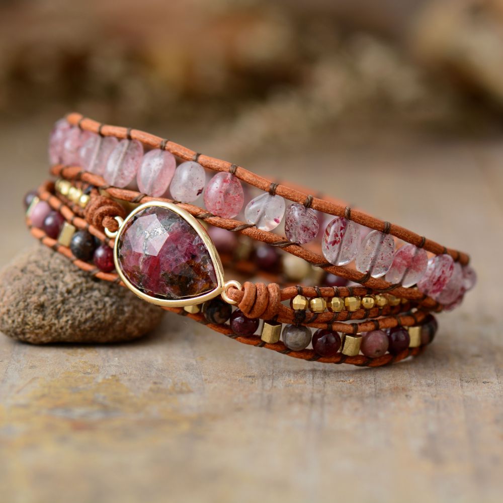 Rose Teardrop Wrap Bracelet