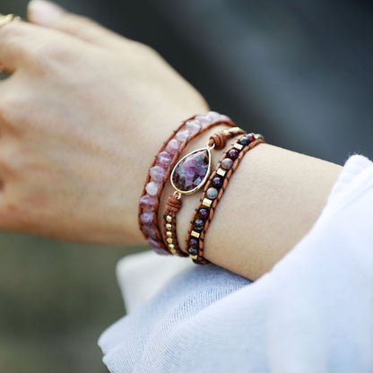 Rose Teardrop Wrap Bracelet