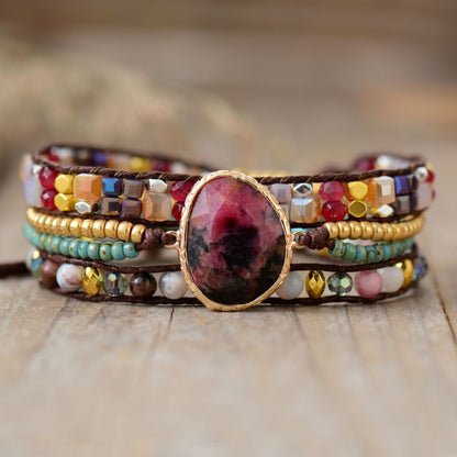 Ethnic Irregular Stones Wrap Bracelet