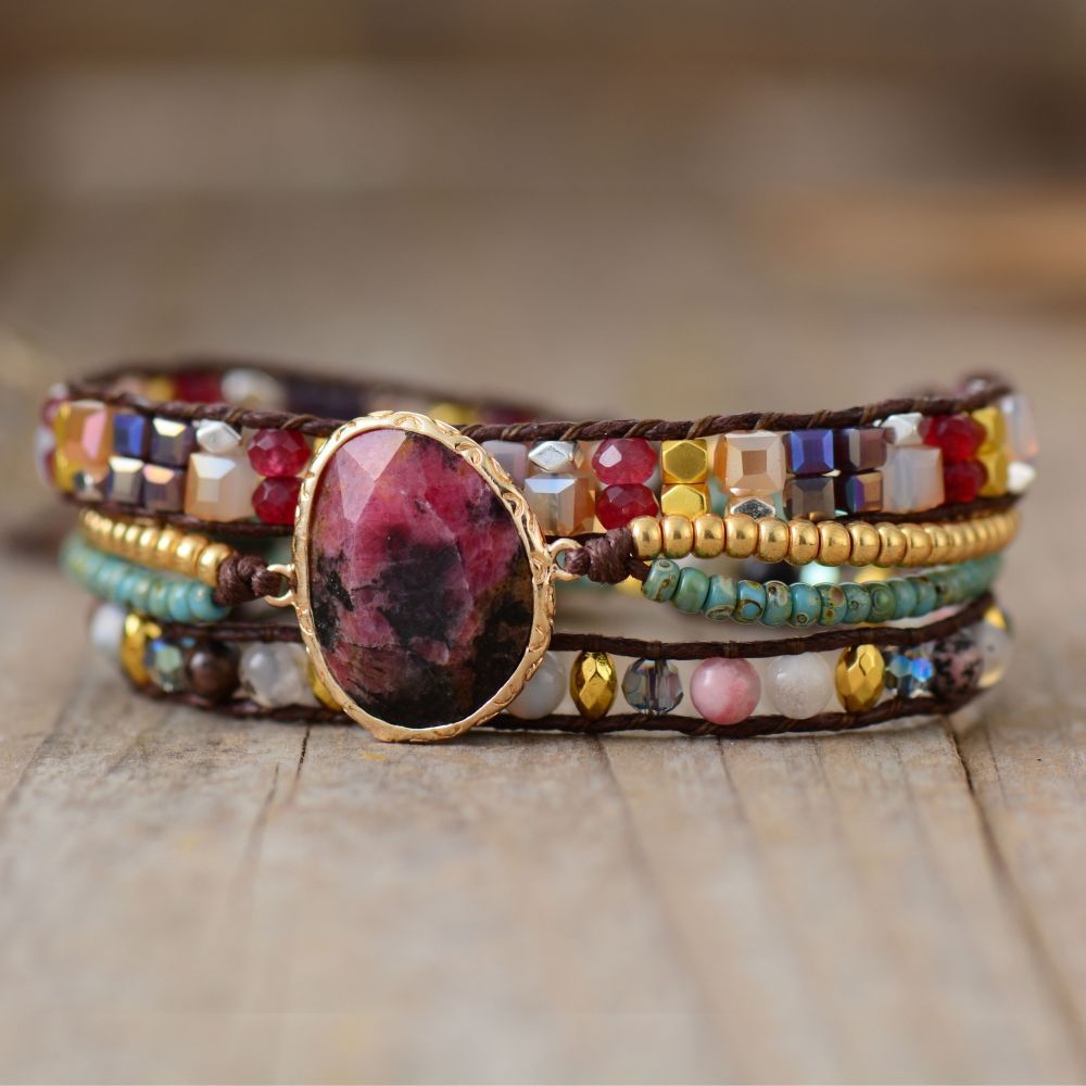 Ethnic Irregular Stones Wrap Bracelet