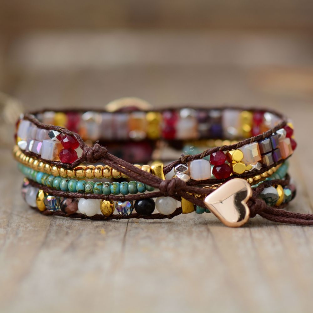 Ethnic Irregular Stones Wrap Bracelet