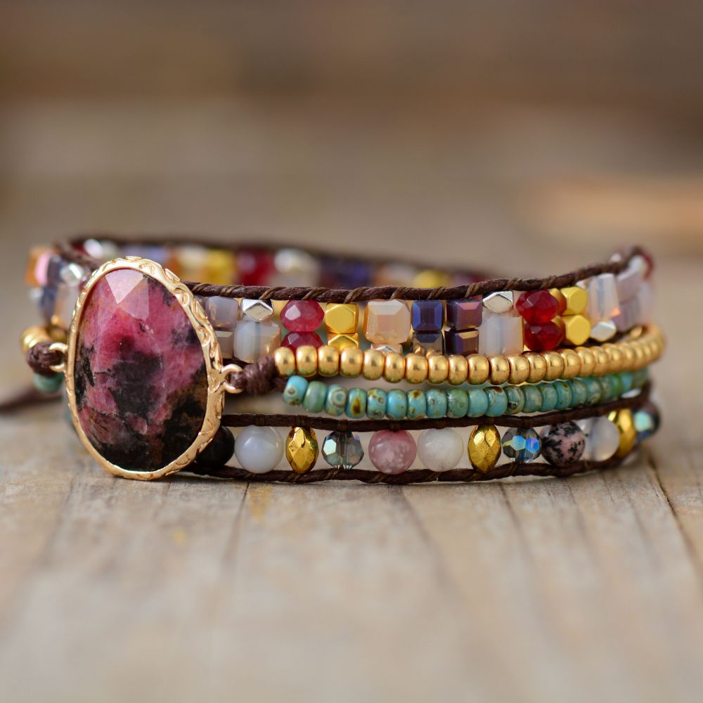 Ethnic Irregular Stones Wrap Bracelet