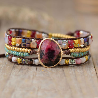 Ethnic Irregular Stones Wrap Bracelet