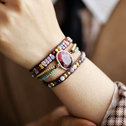 Ethnic Irregular Stones Wrap Bracelet