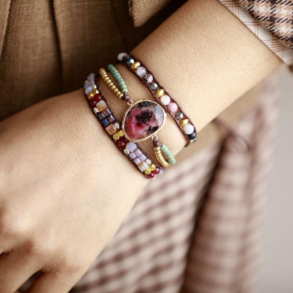 Ethnic Irregular Stones Wrap Bracelet