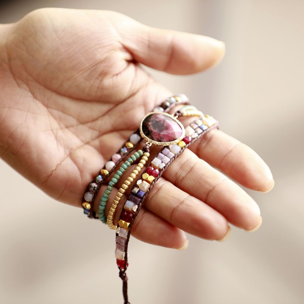 Ethnic Irregular Stones Wrap Bracelet