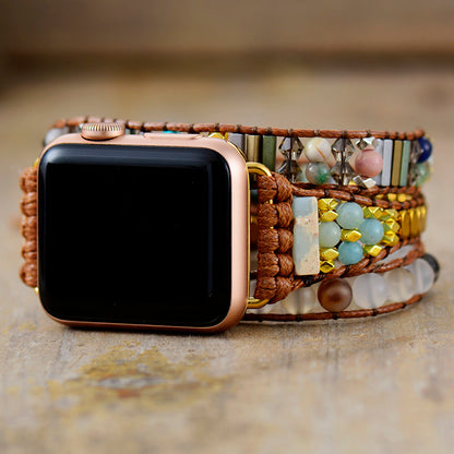 Natural Stone Bead Apple Watch Band Gem Handmade