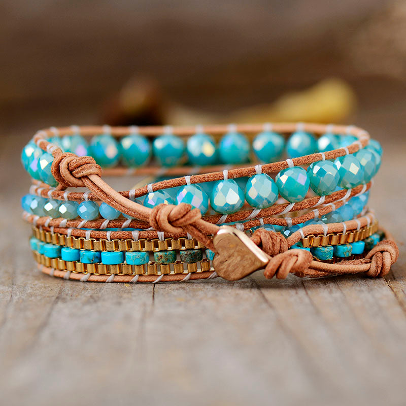 wrap bracelet with little heart clasp