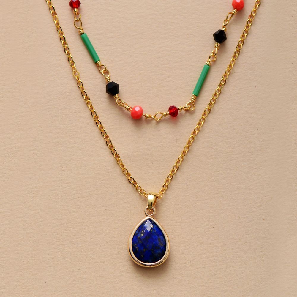 Lapis Lazuli Charm Pendant Necklace