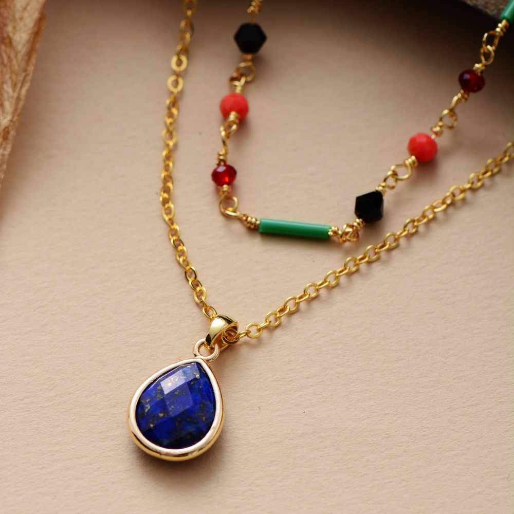 Lapis Lazuli Charm Pendant Necklace