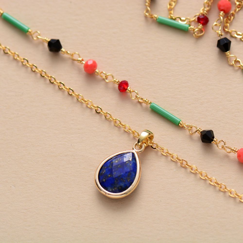 Lapis Lazuli Charm Pendant Necklace