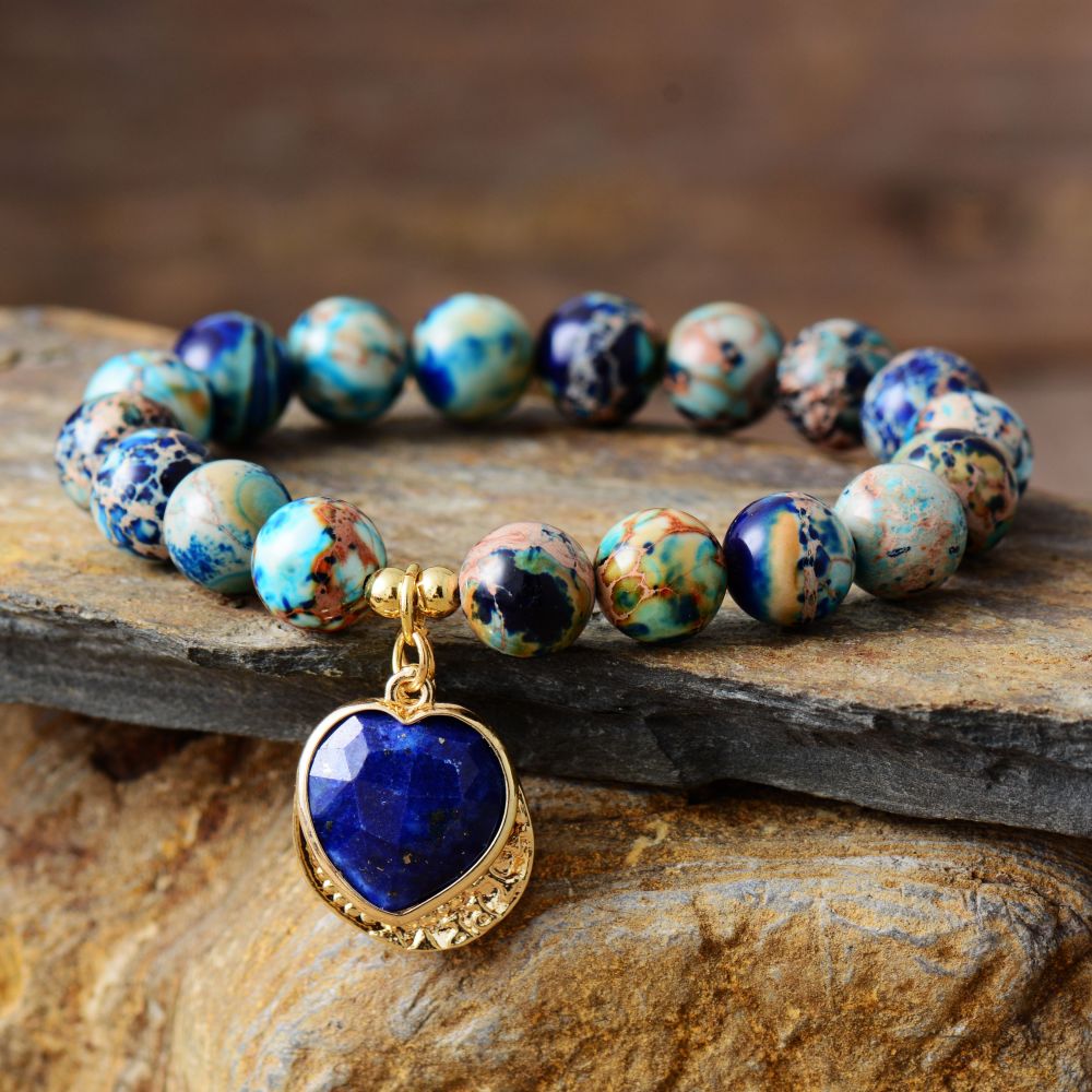 sea sediment jasper bracelet with lapis lazuli