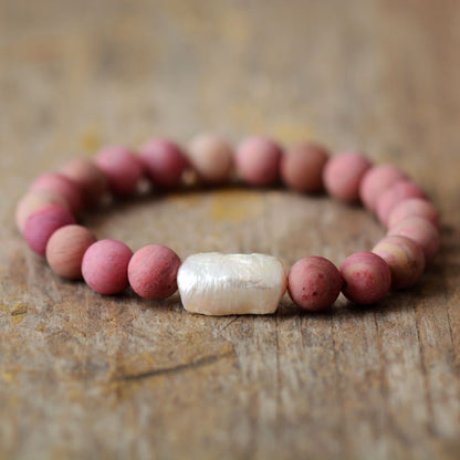 Rhodonite Baroque Pearl Bracelet