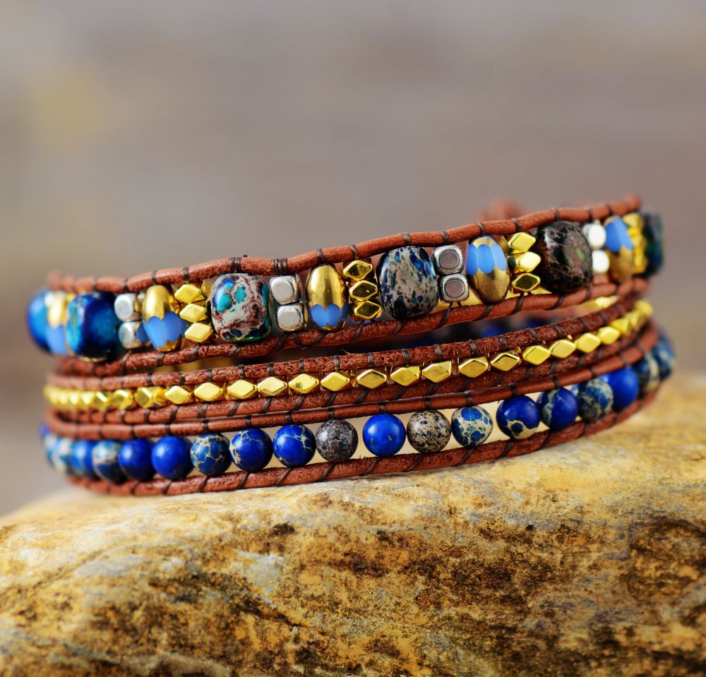 Ethnic Colorful Gold Bead Bangle