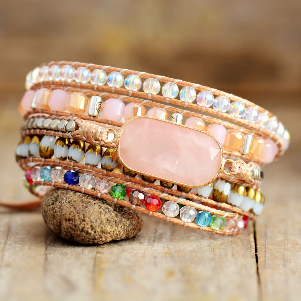 natural stone bracelet with rose quartz