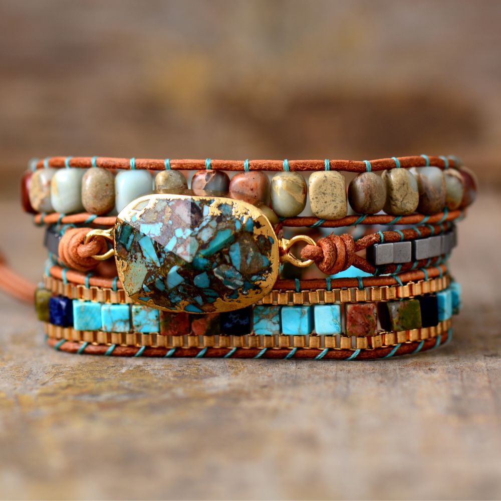 Boho Gemstone Wrap Bracelet