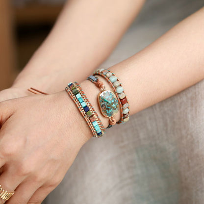 Boho Gemstone Wrap Bracelet