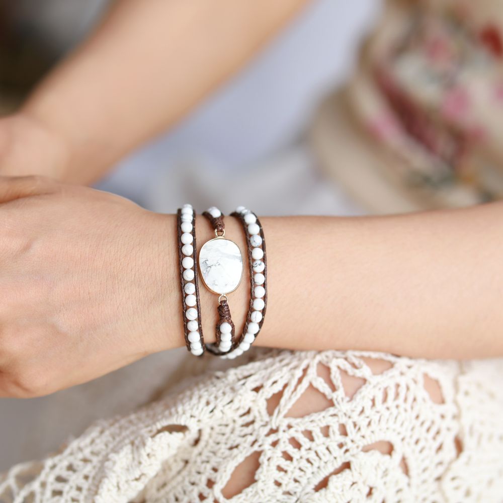 Geometric Howlite Beaded Bracelet