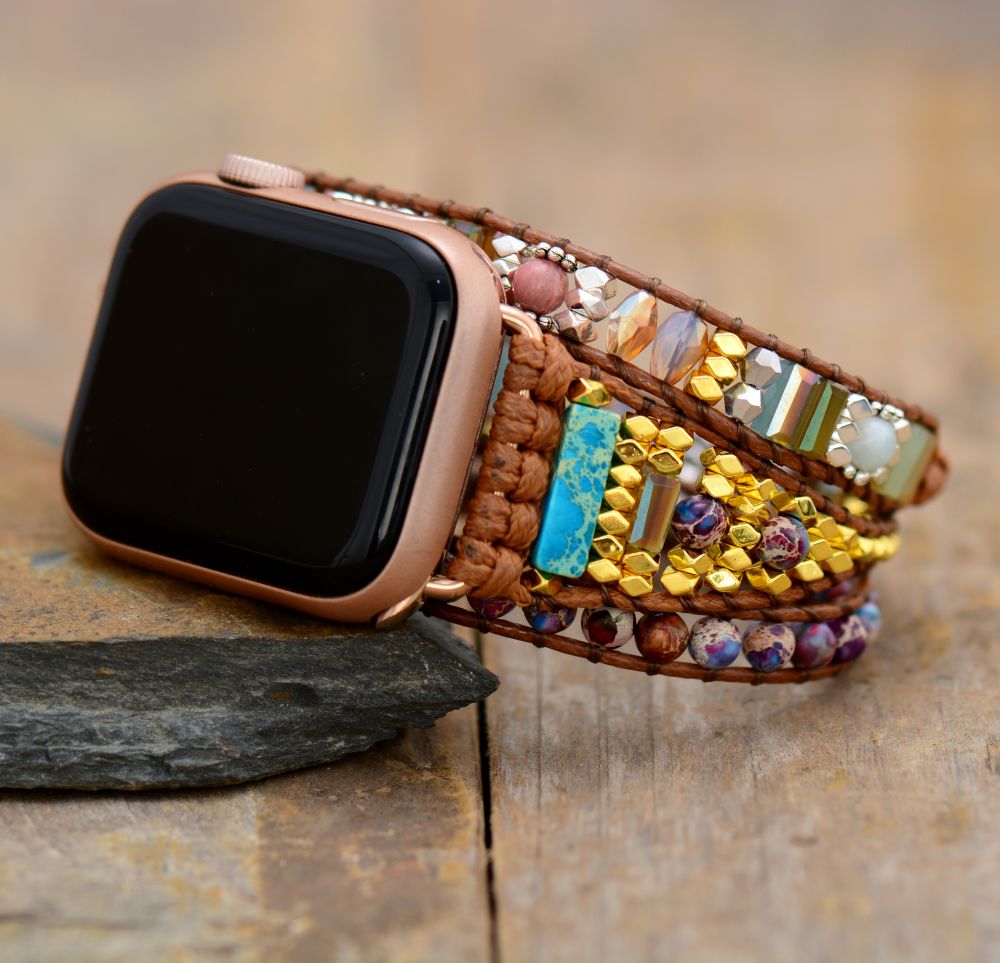 reiki crystal boho bead Apple watch strap