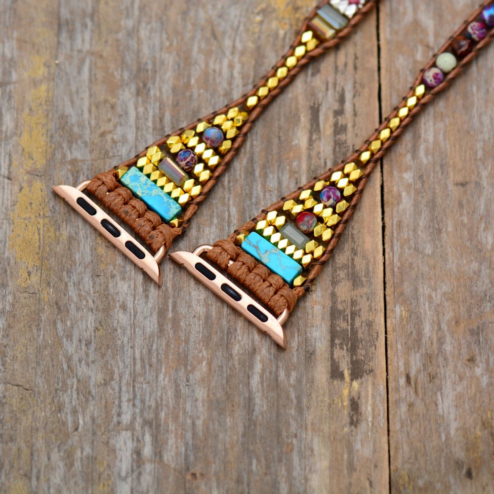 gold plated metal turquoise jewelry watchband