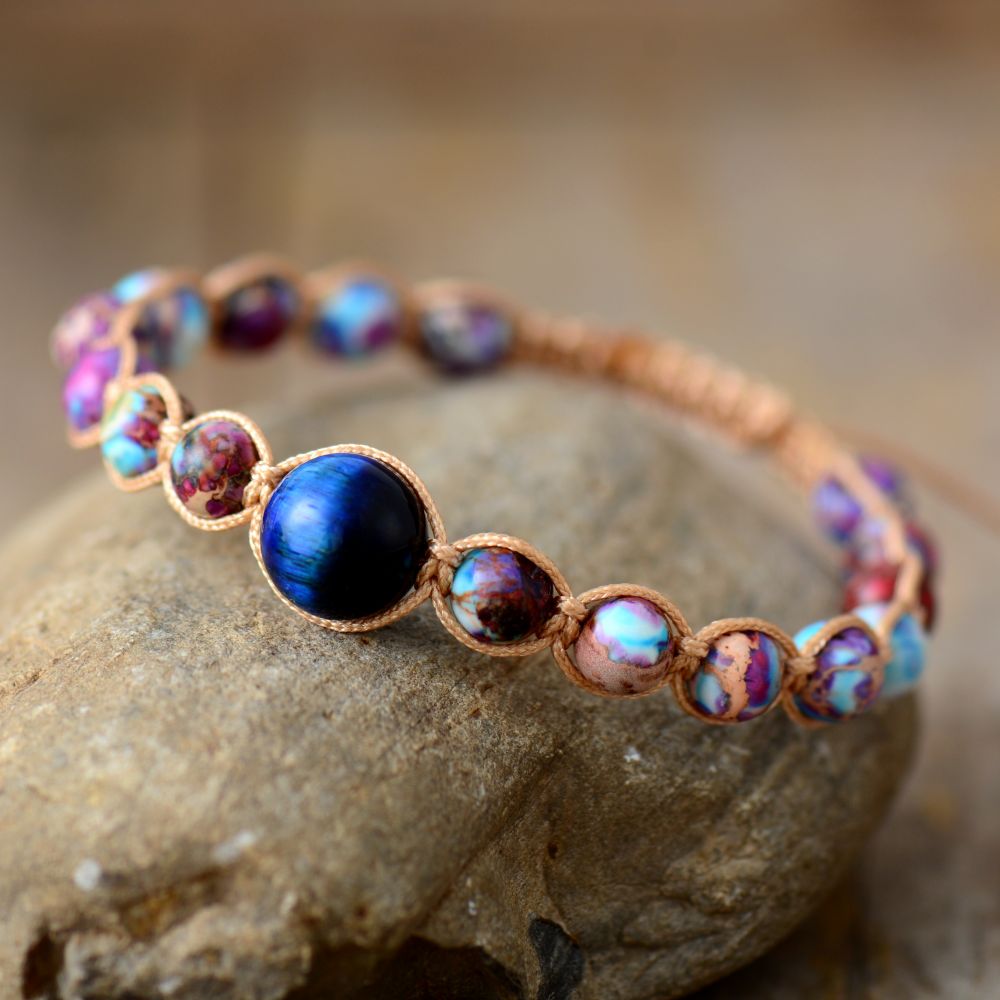 Galaxy Tiger Eye Braided Bracelet