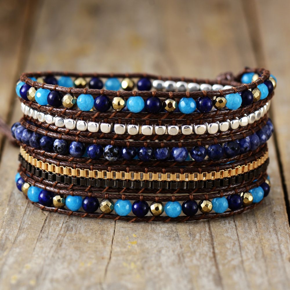 Ethnic Blue Chic Wrap Bracelet