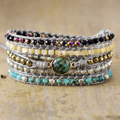 Gorgeous African Turquoise Wrap Bracelet