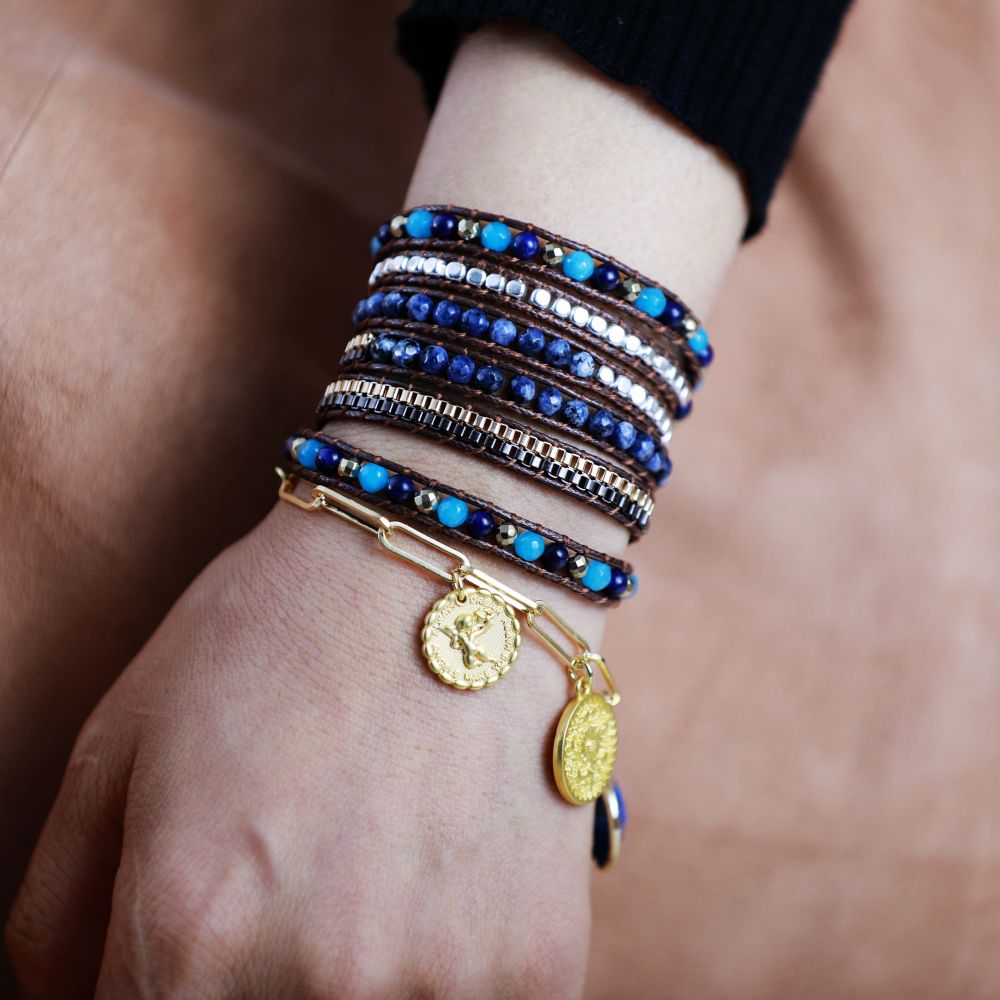 Ethnic Blue Chic Wrap Bracelet