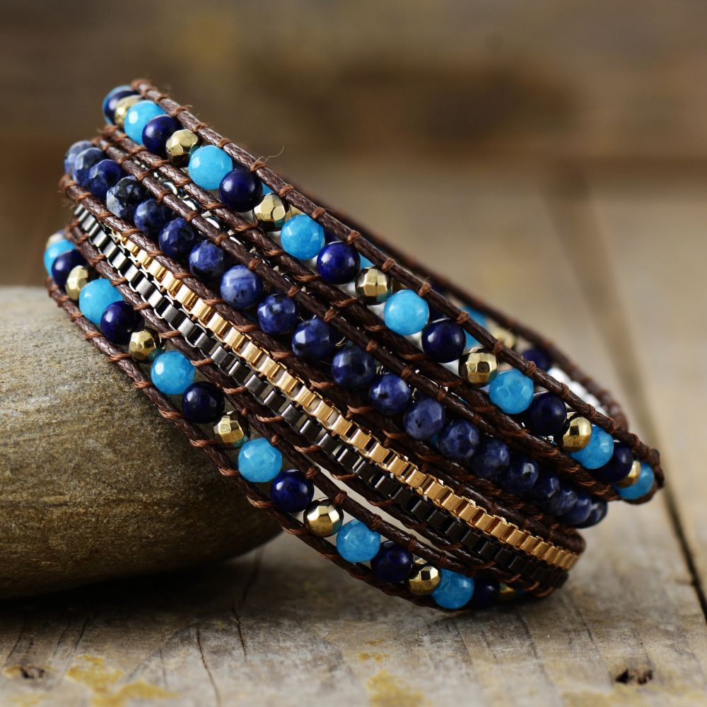 Ethnic Blue Chic Wrap Bracelet