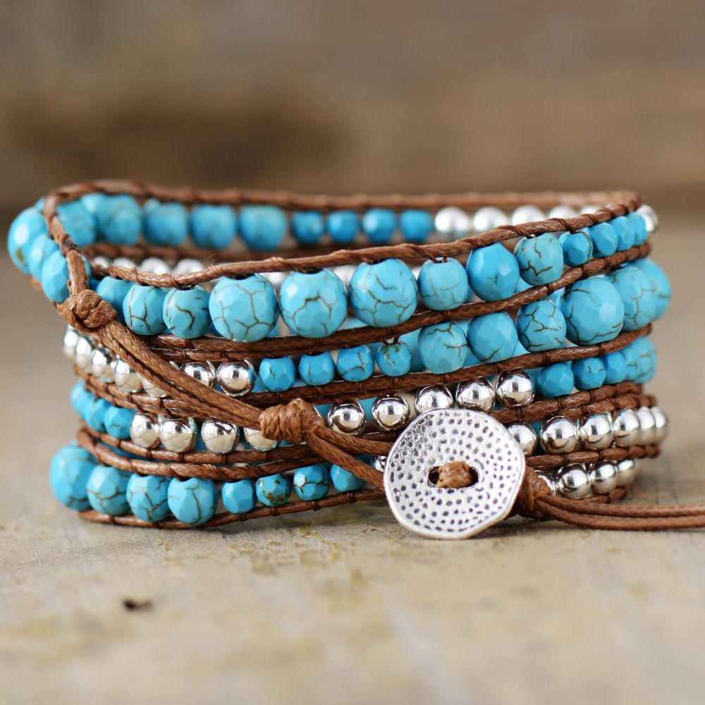 Ethnic Turquoise Wrap Bracelet